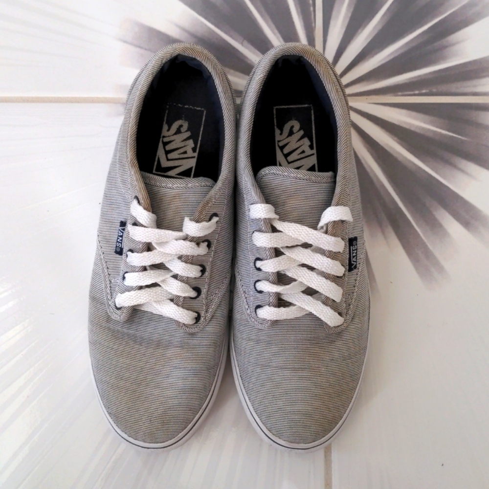 Blue and white striped Size 6 Vans sneakers